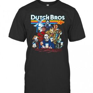 Horror Movie Characters Dutch Bros Coffee Halloween T-Shirt 51